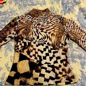 Roberto cavalli logo mock neck tight sweater